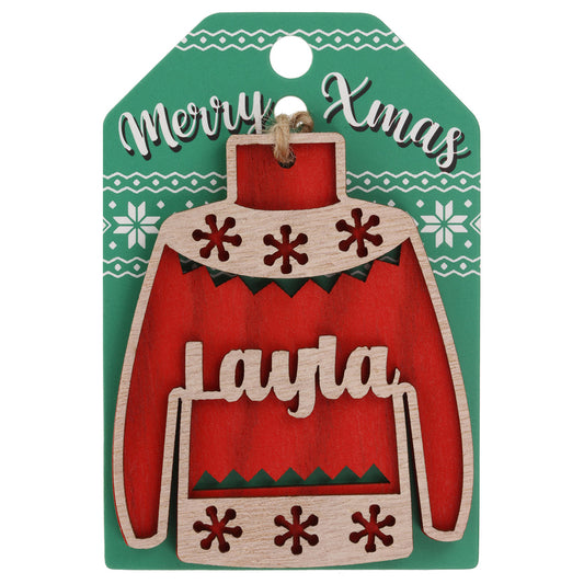 JU117 - Wooden Christmas Jumper Decoration-Layla