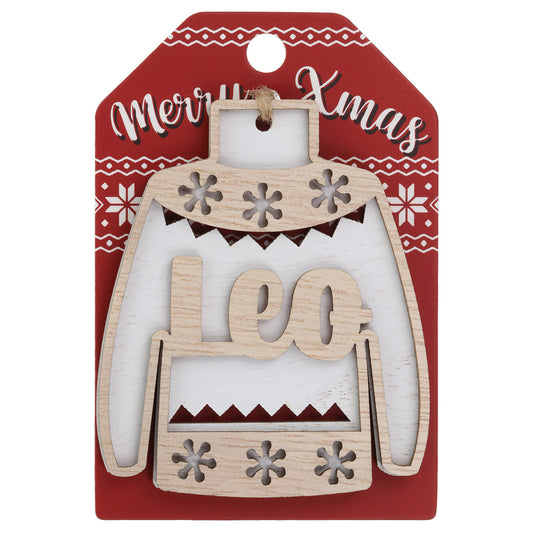 Wooden Christmas Jumper Decoration-Leo