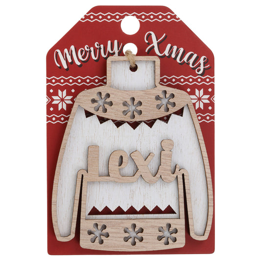 JU120 - Wooden Christmas Jumper Decoration-Lexi