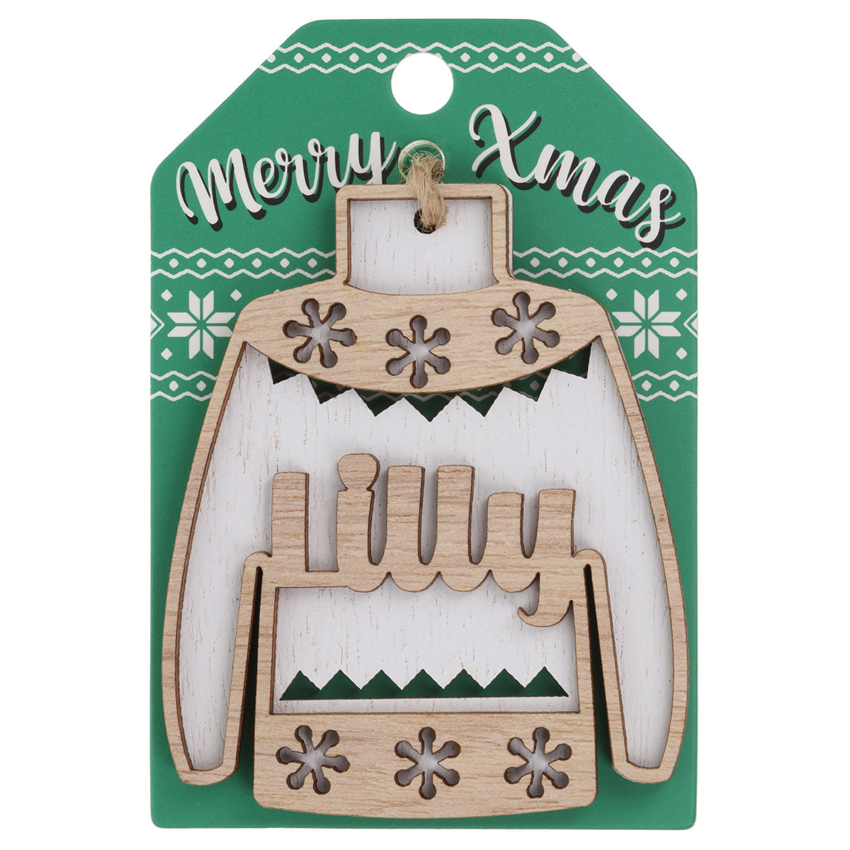 JU121 - Wooden Christmas Jumper Decoration-Lilly