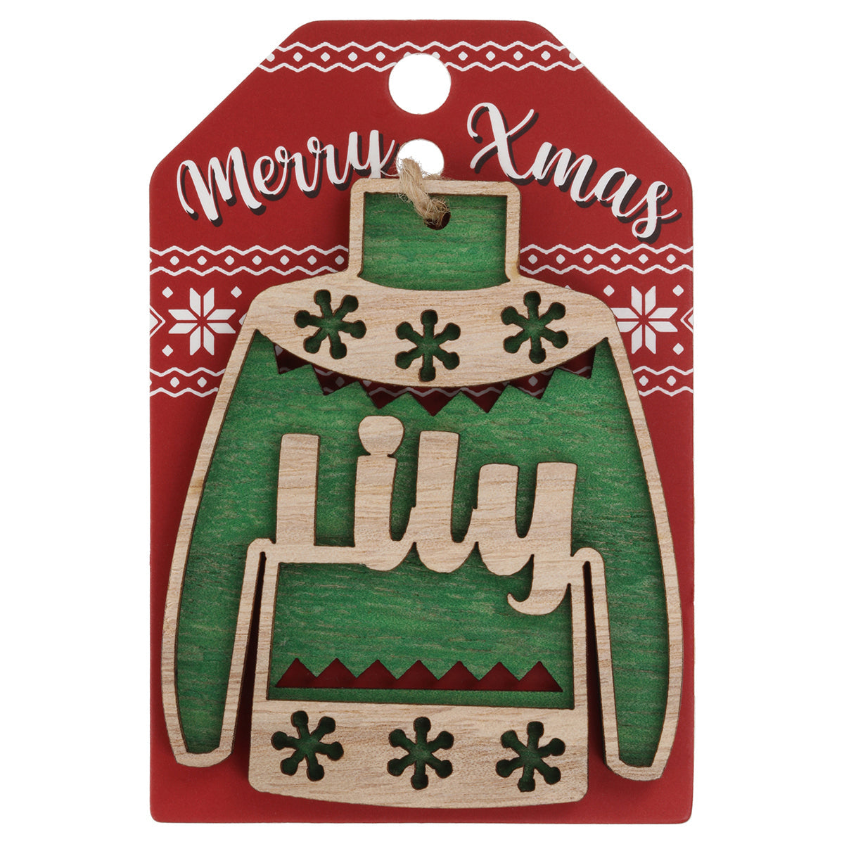 JU122 - Wooden Christmas Jumper Decoration-Lily