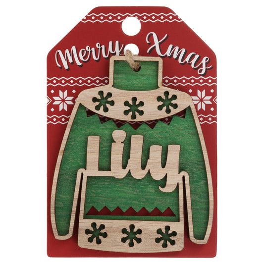 JU122 - Wooden Christmas Jumper Decoration-Lily