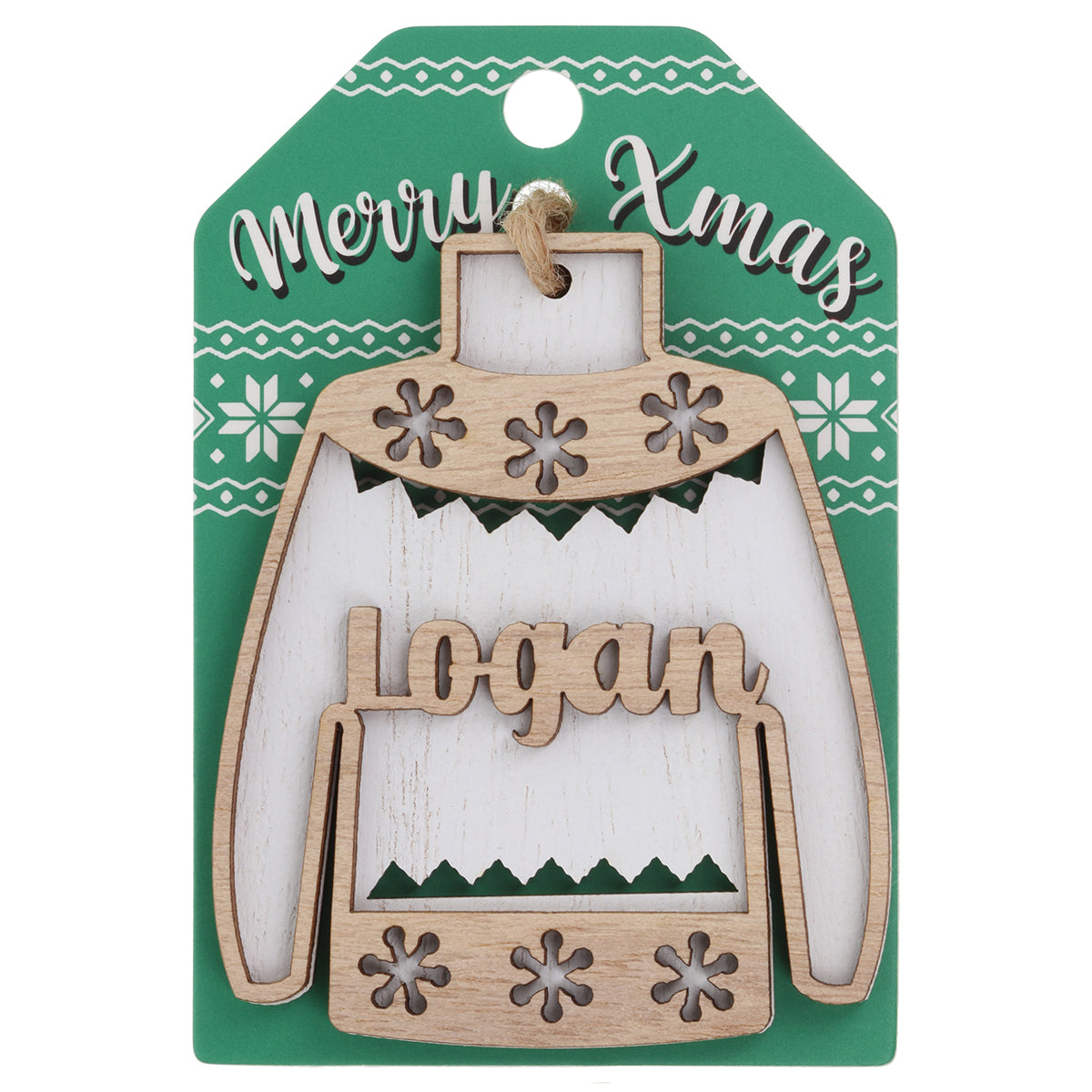 JU123 - Wooden Christmas Jumper Decoration-Logan
