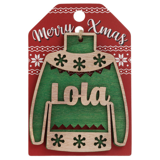 Wooden Christmas Jumper Decoration-Lola