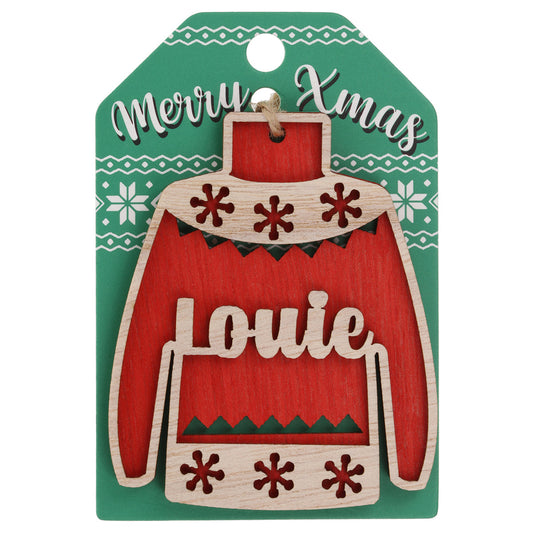 Wooden Christmas Jumper Decoration-Louie