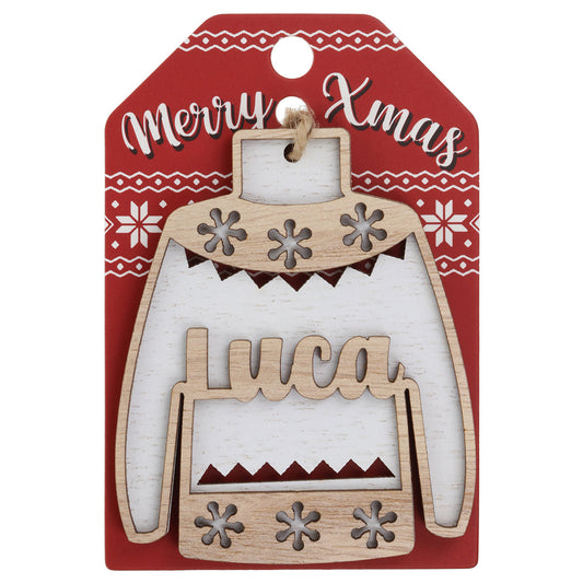 Wooden Christmas Jumper Decoration-Luca
