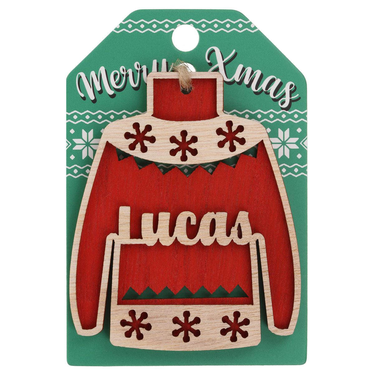 JU127 - Wooden Christmas Jumper Decoration-Lucas