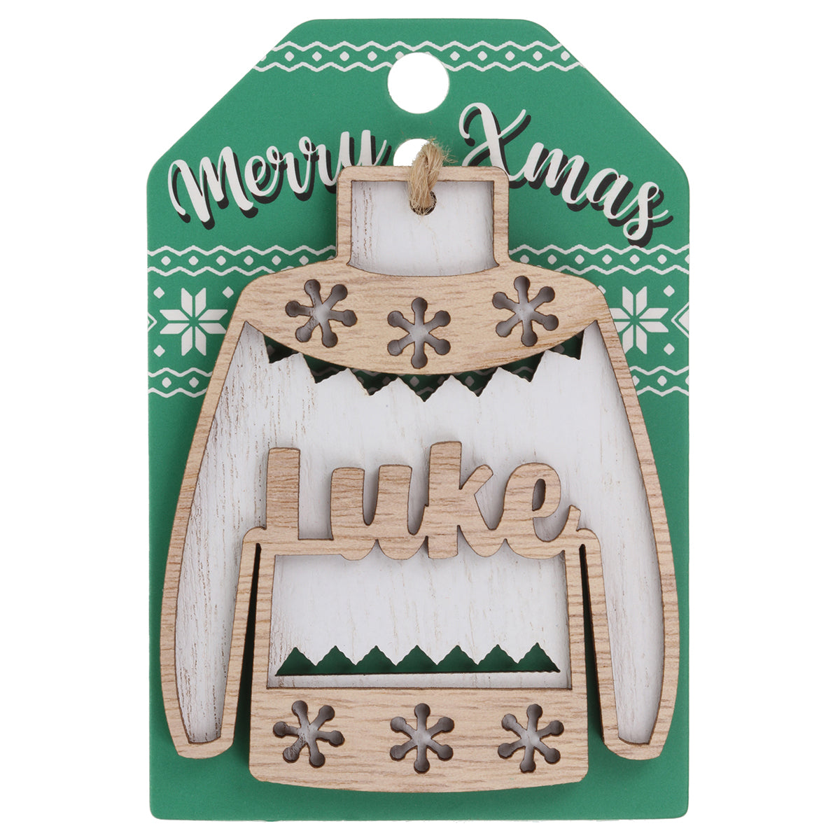 JU129 - Wooden Christmas Jumper Decoration-Luke