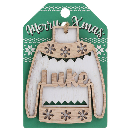 JU129 - Wooden Christmas Jumper Decoration-Luke