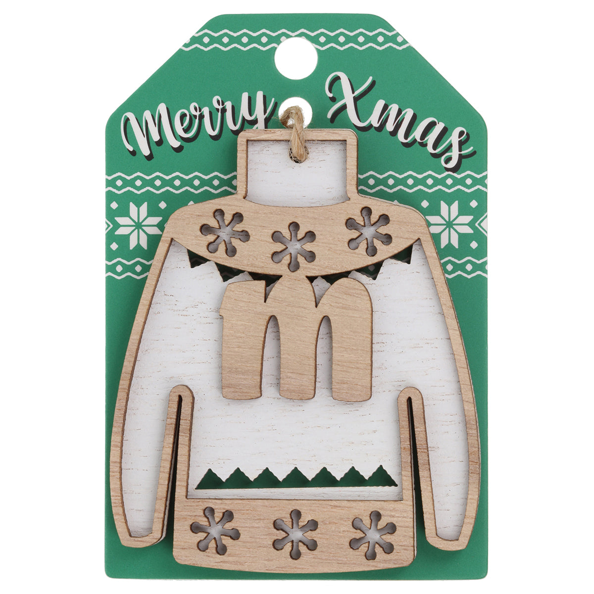 JU131 - Wooden Christmas Jumper Decoration-M