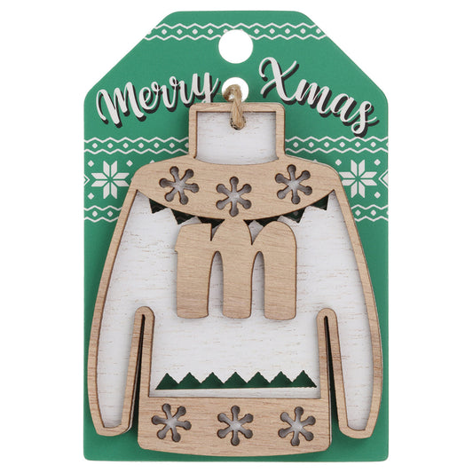 JU131 - Wooden Christmas Jumper Decoration-M