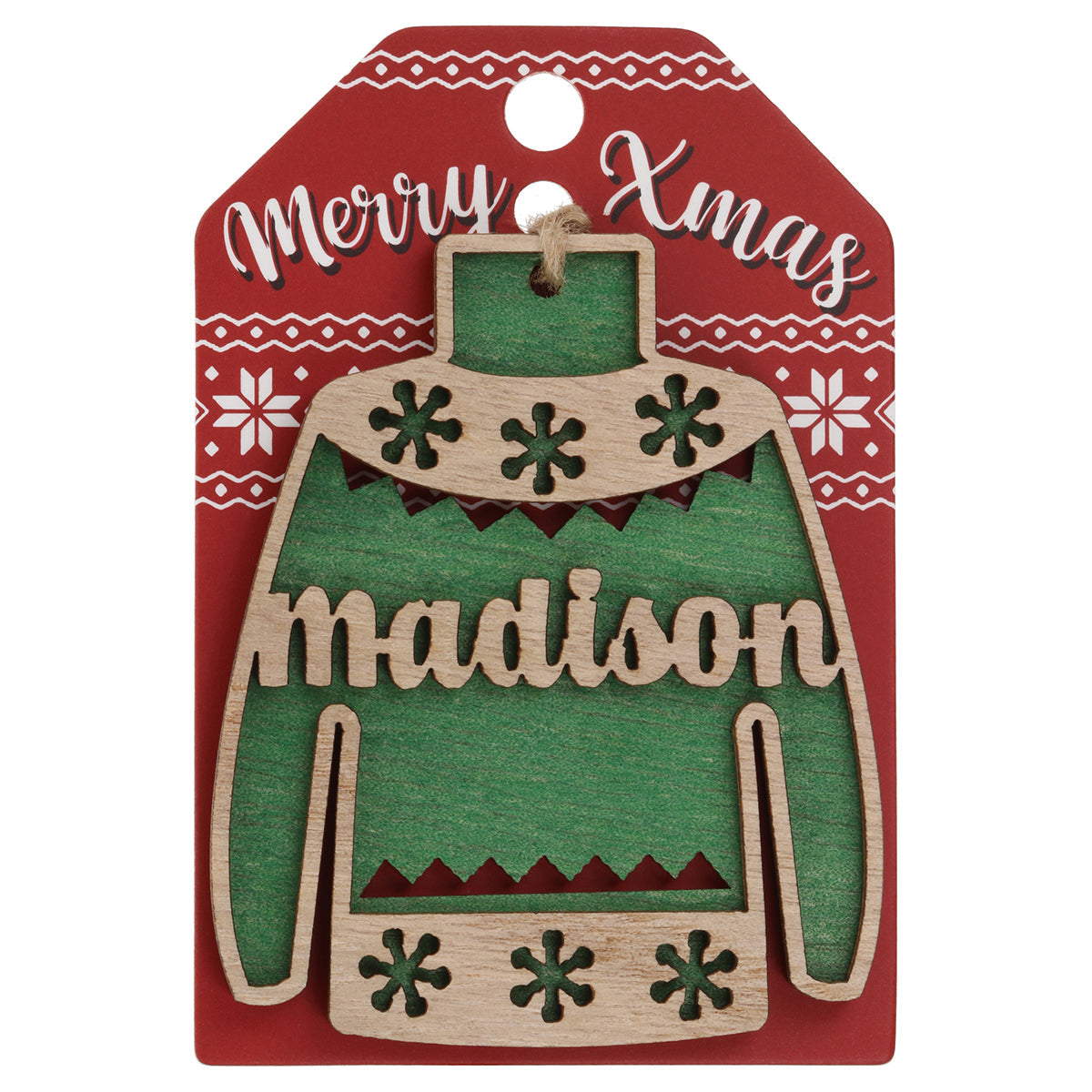 JU132 - Wooden Christmas Jumper Decoration-Madison
