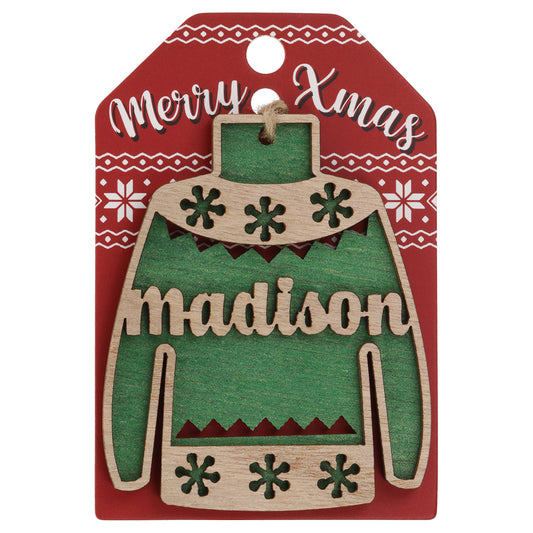 JU132 - Wooden Christmas Jumper Decoration-Madison