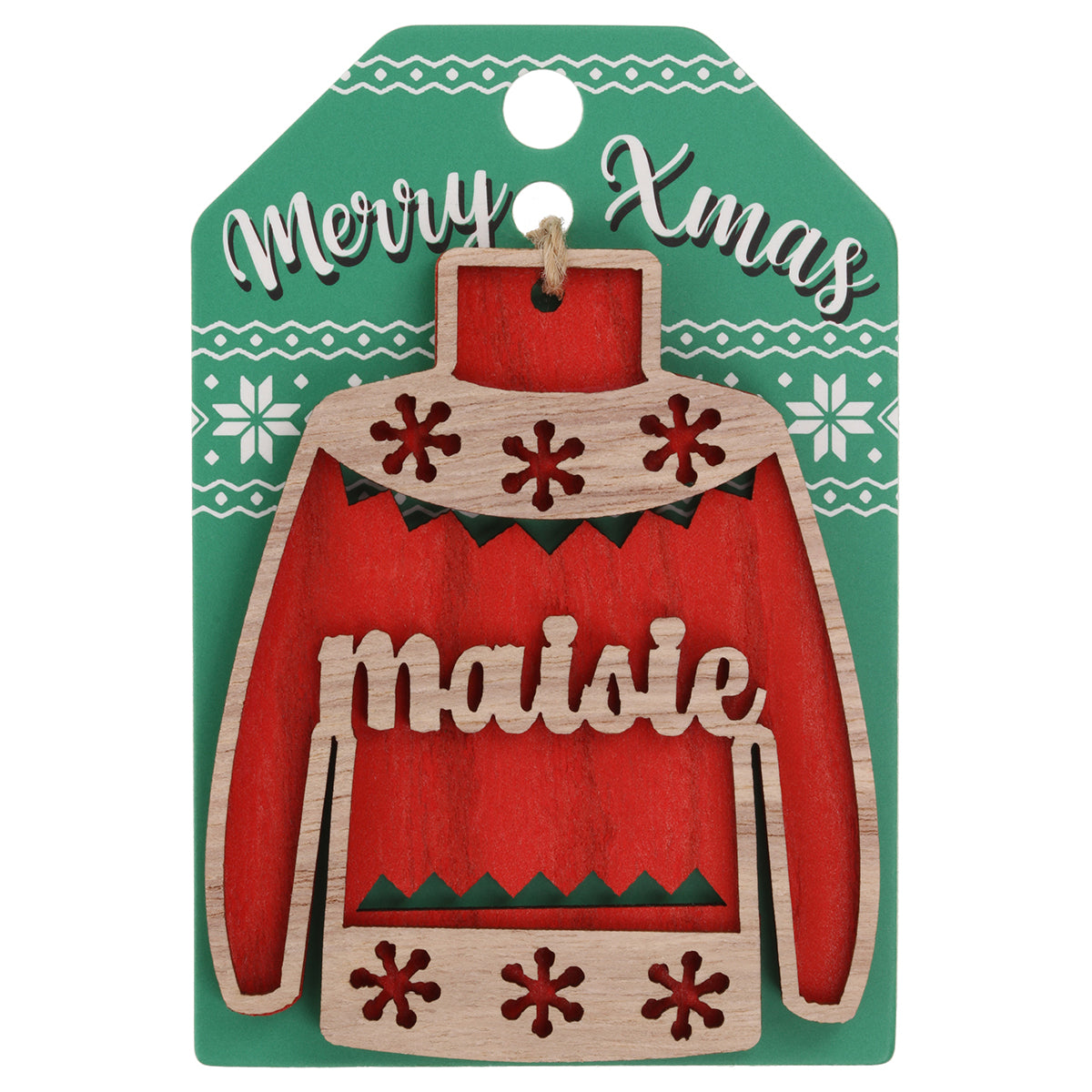 JU133 - Wooden Christmas Jumper Decoration-Maisie