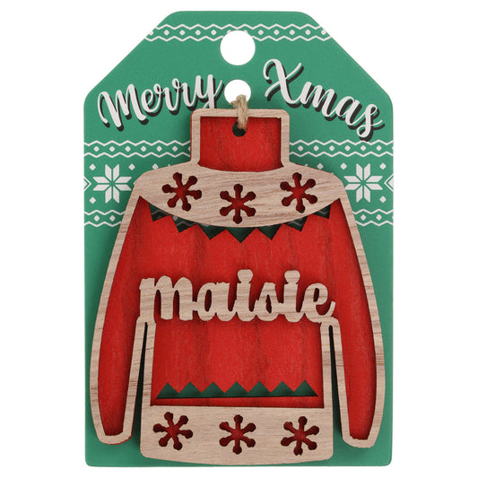 JU133 - Wooden Christmas Jumper Decoration-Maisie