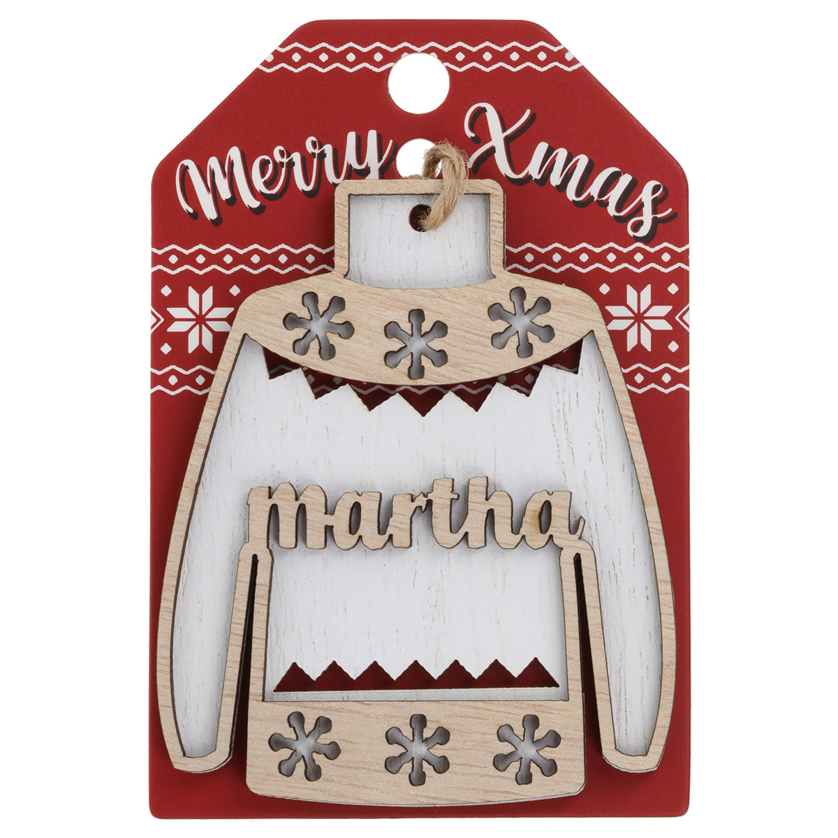 JU134 - Wooden Christmas Jumper Decoration-Martha