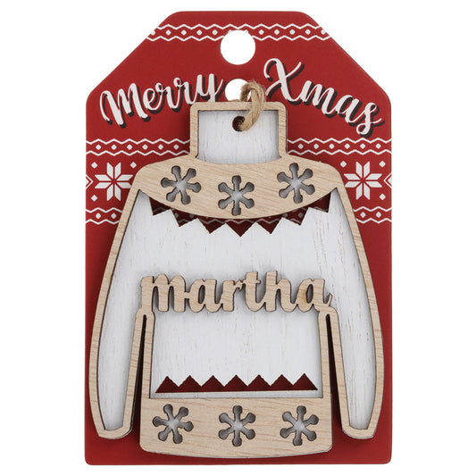 JU134 - Wooden Christmas Jumper Decoration-Martha