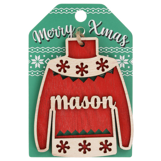 Wooden Christmas Jumper Decoration-Mason