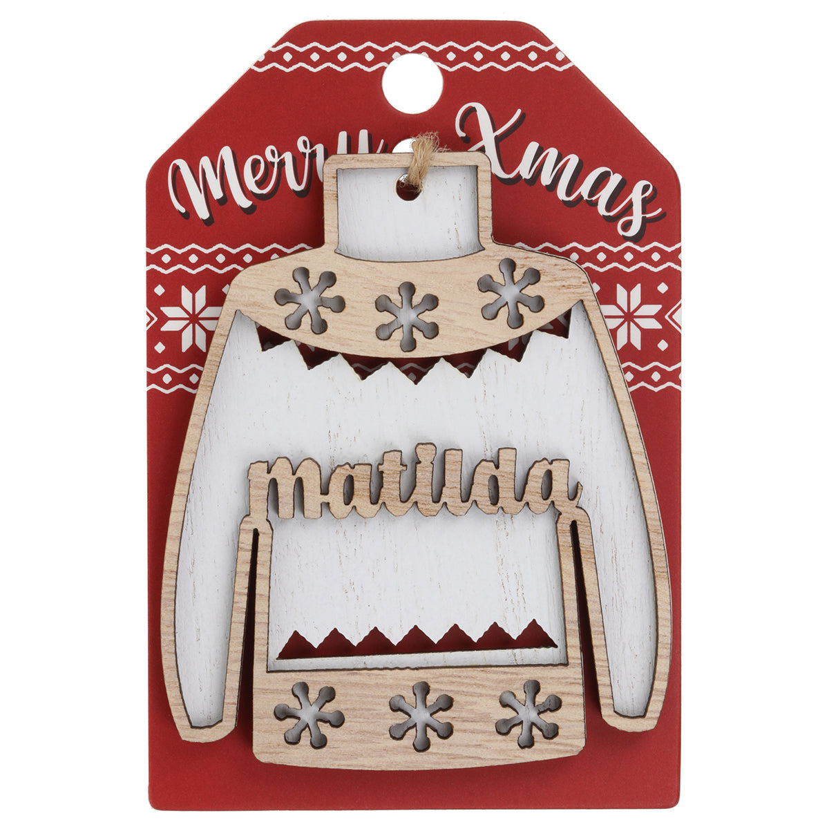 JU136 - Wooden Christmas Jumper Decoration-Matilda