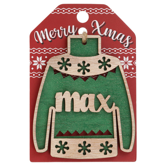 JU138 - Wooden Christmas Jumper Decoration-Max