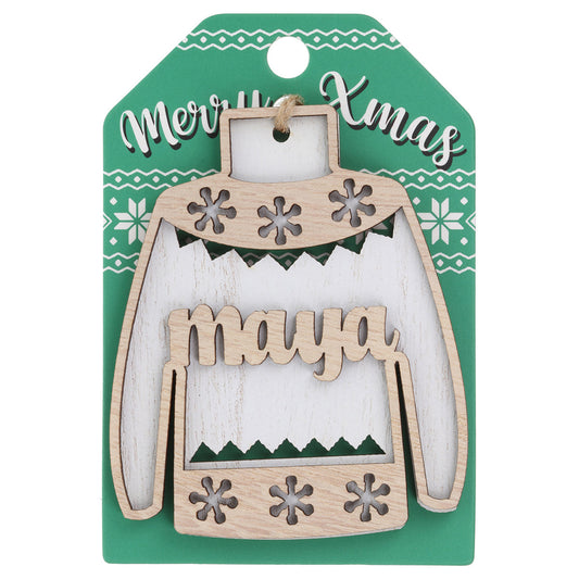 Wooden Christmas Jumper Decoration-Maya