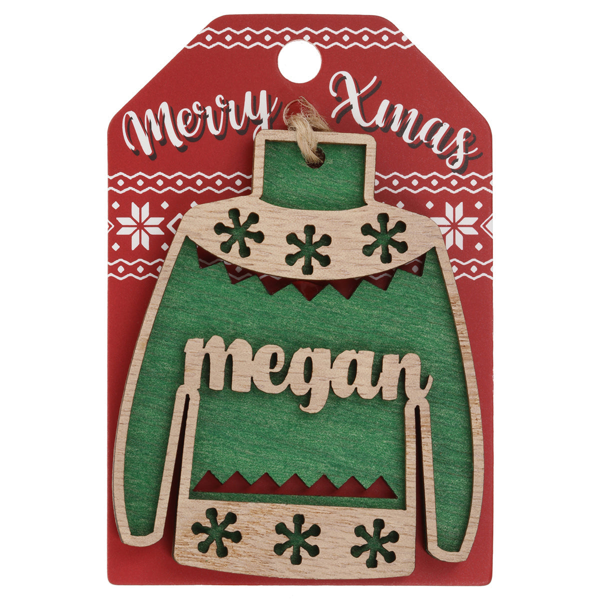 JU140 - Wooden Christmas Jumper Decoration-Megan