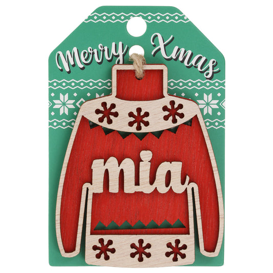 Wooden Christmas Jumper Decoration-Mia