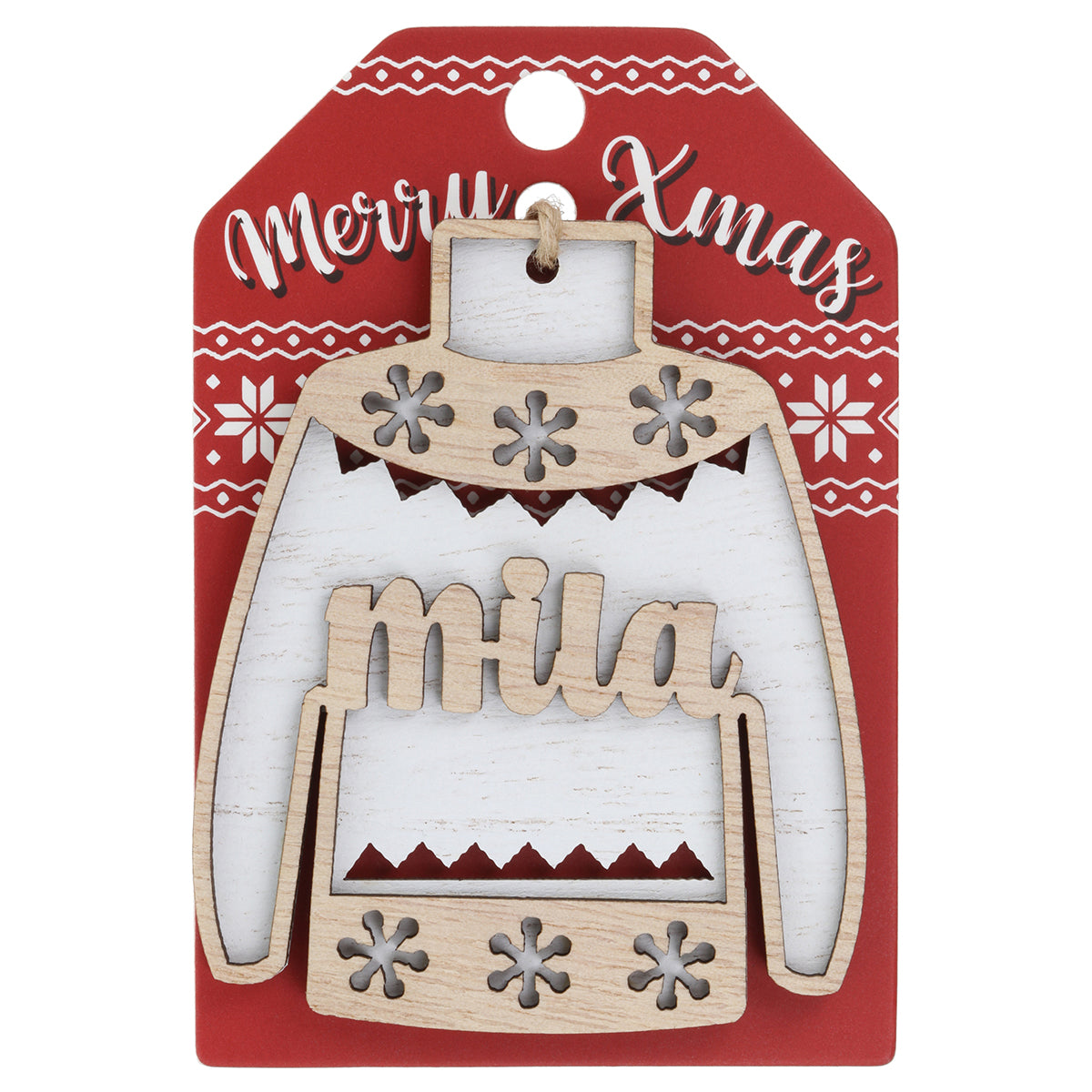 JU142 - Wooden Christmas Jumper Decoration-Mila