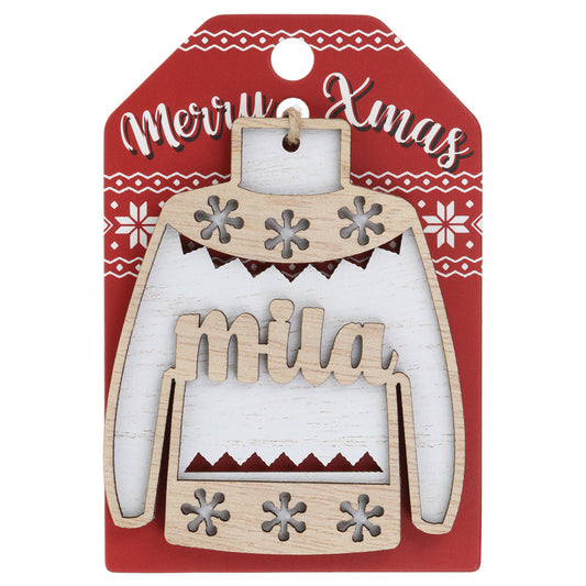 JU142 - Wooden Christmas Jumper Decoration-Mila
