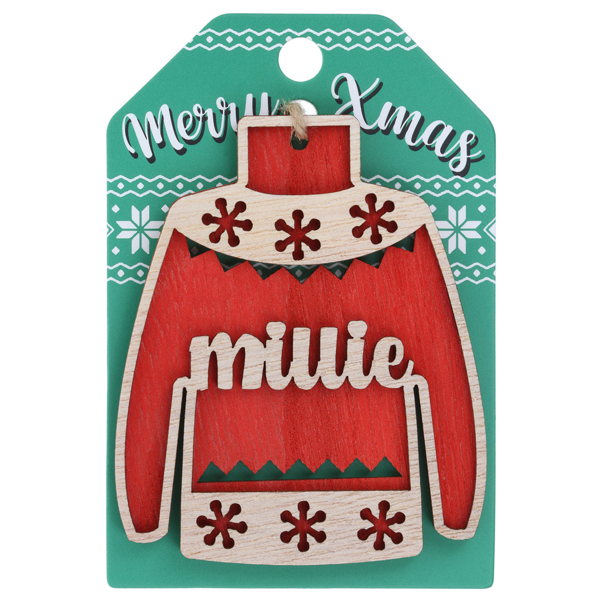 JU143 - Wooden Christmas Jumper Decoration-Millie