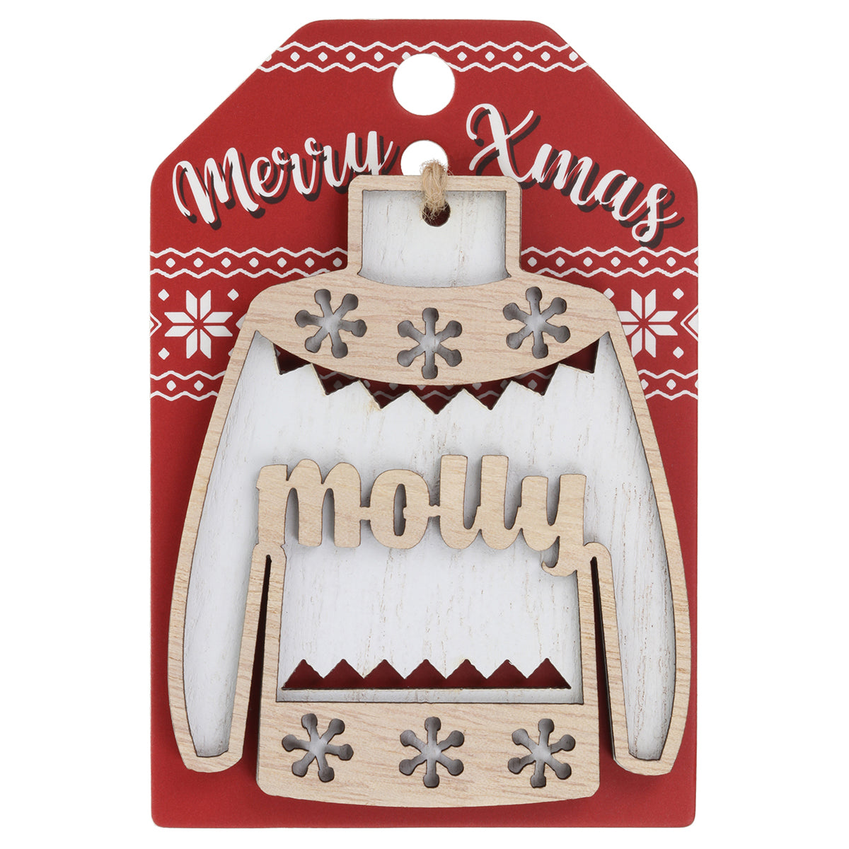 JU144 - Wooden Christmas Jumper Decoration-Molly