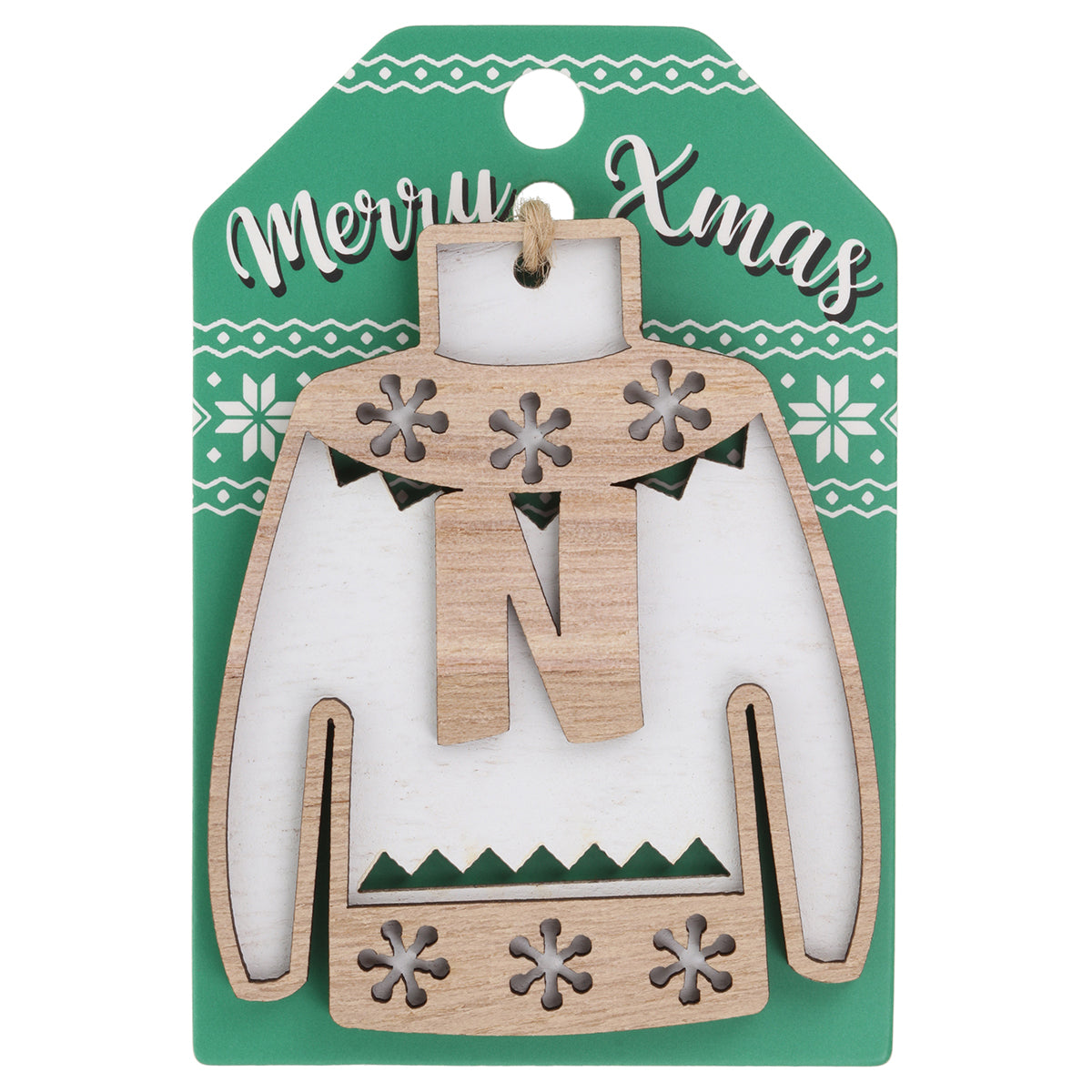 JU145 - Wooden Christmas Jumper Decoration-N