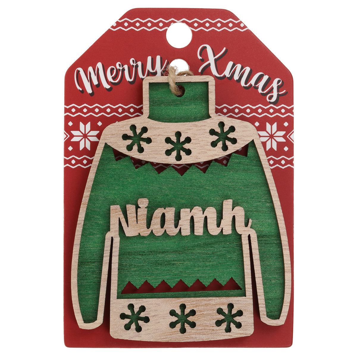 JU146 - Wooden Christmas Jumper Decoration-Niamh