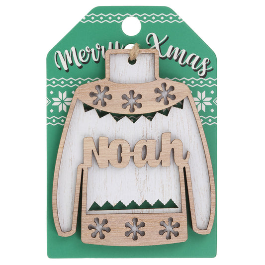 Wooden Christmas Jumper Decoration-Noah
