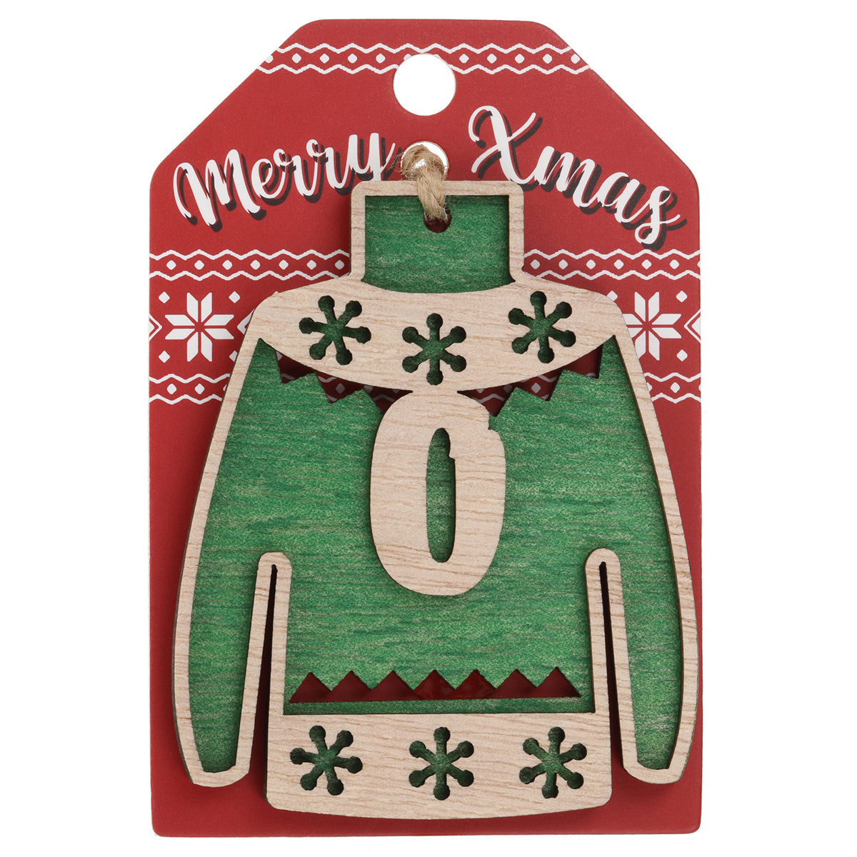 JU148 - Wooden Christmas Jumper Decoration-O