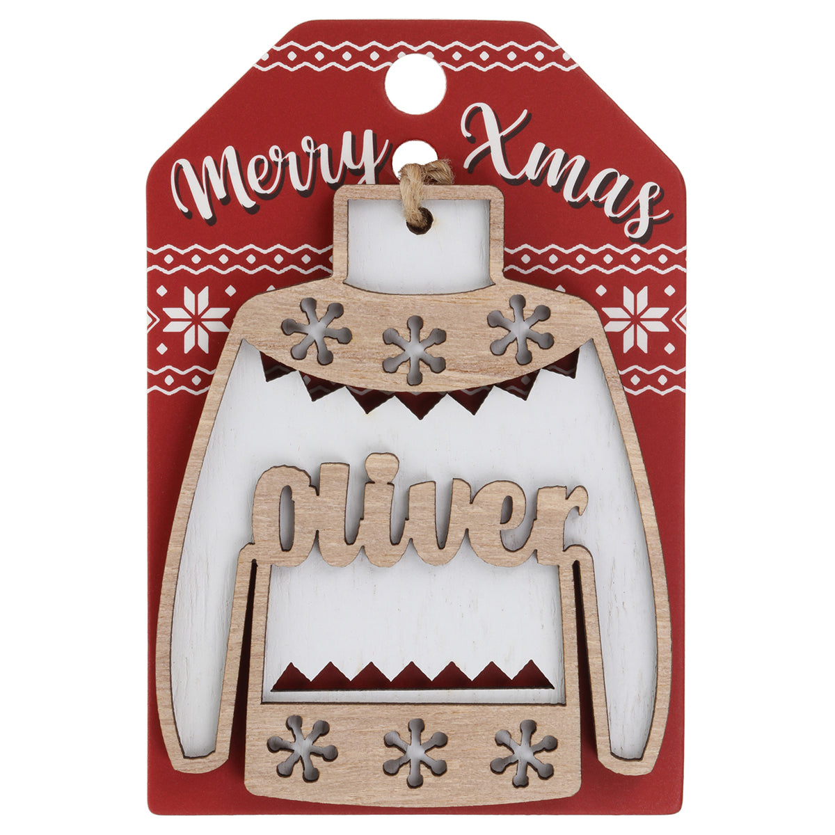 JU150 - Wooden Christmas Jumper Decoration-Oliver