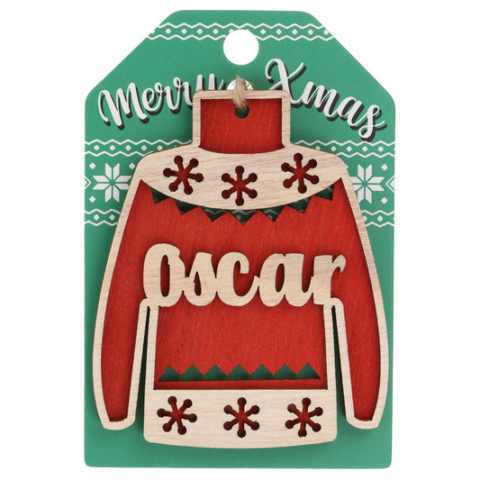 Wooden Christmas Jumper Decoration-Oscar