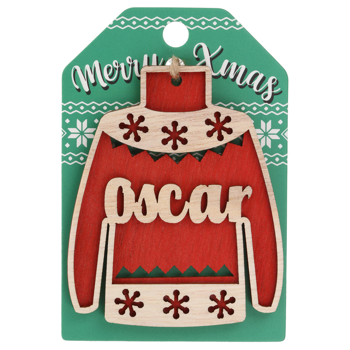 JU151 - Wooden Christmas Jumper Decoration-Oscar