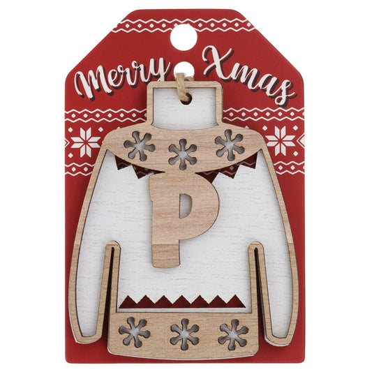 Wooden Christmas Jumper Decoration-P