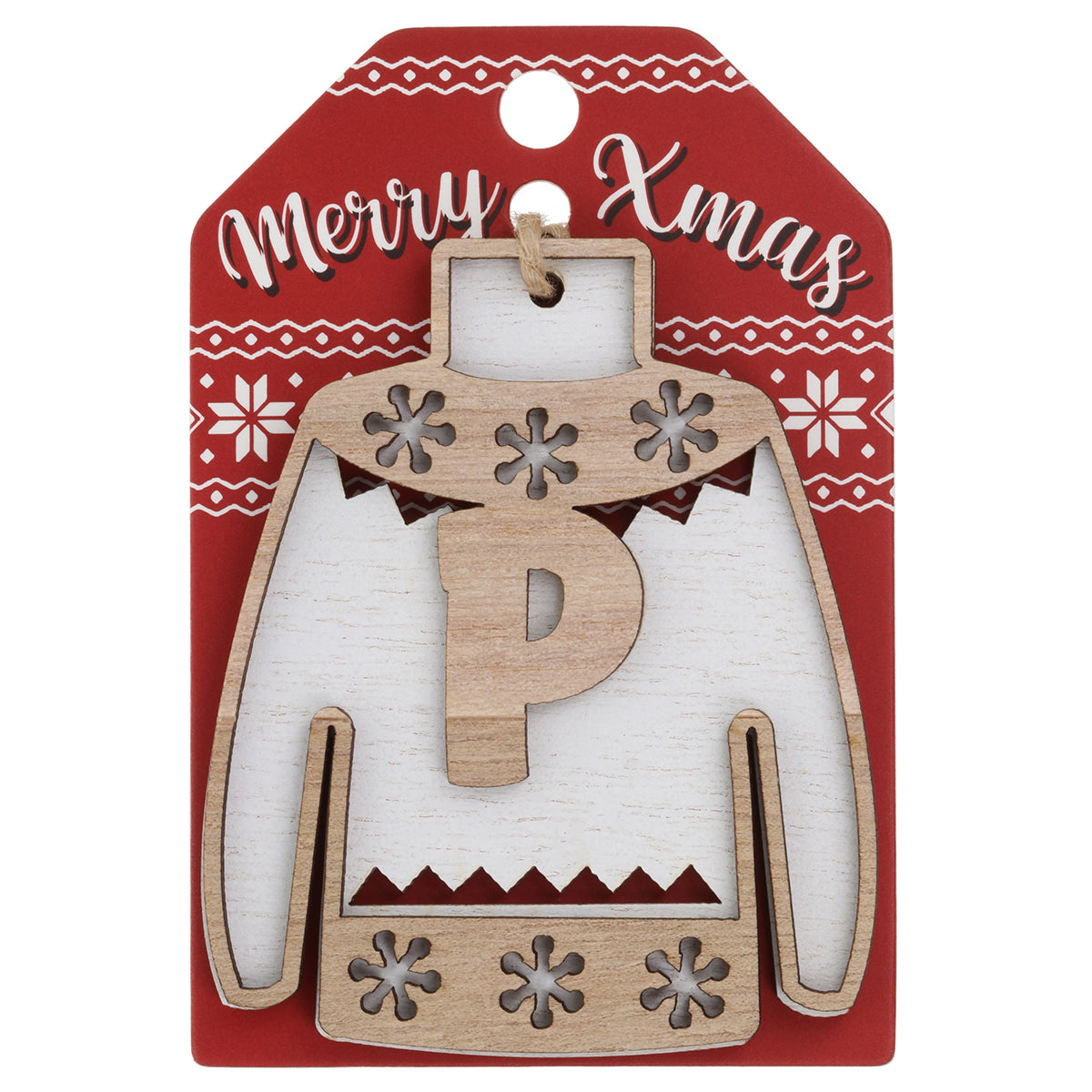 JU152 - Wooden Christmas Jumper Decoration-P