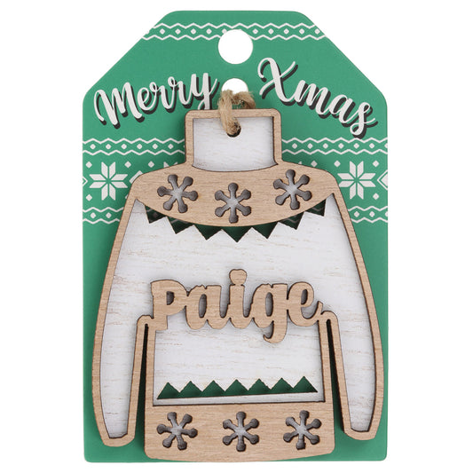 Wooden Christmas Jumper Decoration-Paige