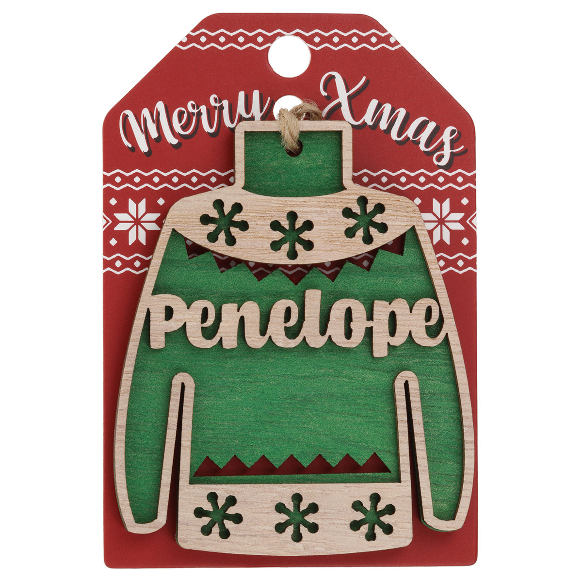 JU154 - Wooden Christmas Jumper Decoration-Penelope