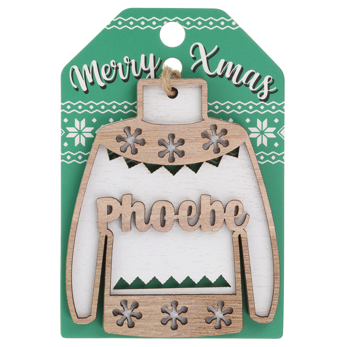 JU155 - Wooden Christmas Jumper Decoration-Phoebe