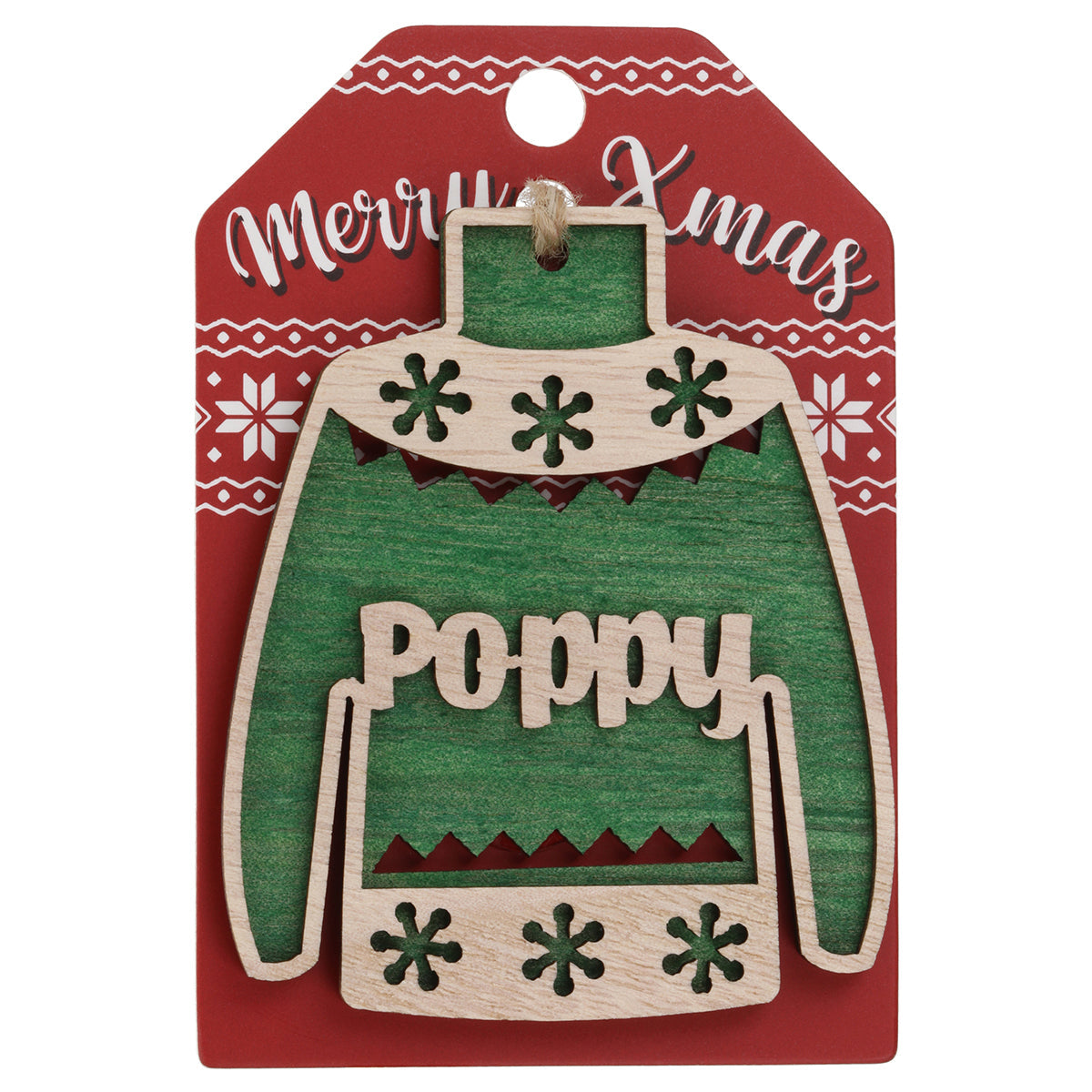 JU156 - Wooden Christmas Jumper Decoration-Poppy