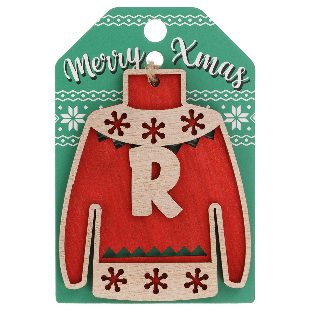 JU157 - Wooden Christmas Jumper Decoration-R