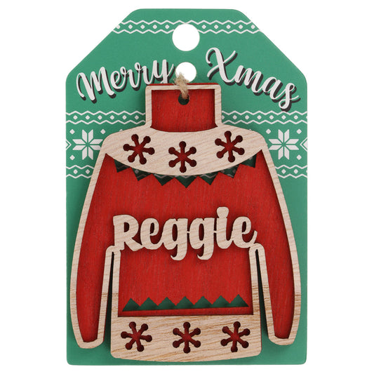 Wooden Christmas Jumper Decoration-Reggie