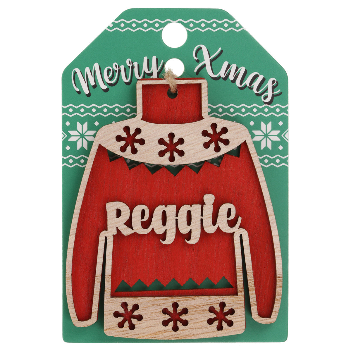 JU159 - Wooden Christmas Jumper Decoration-Reggie