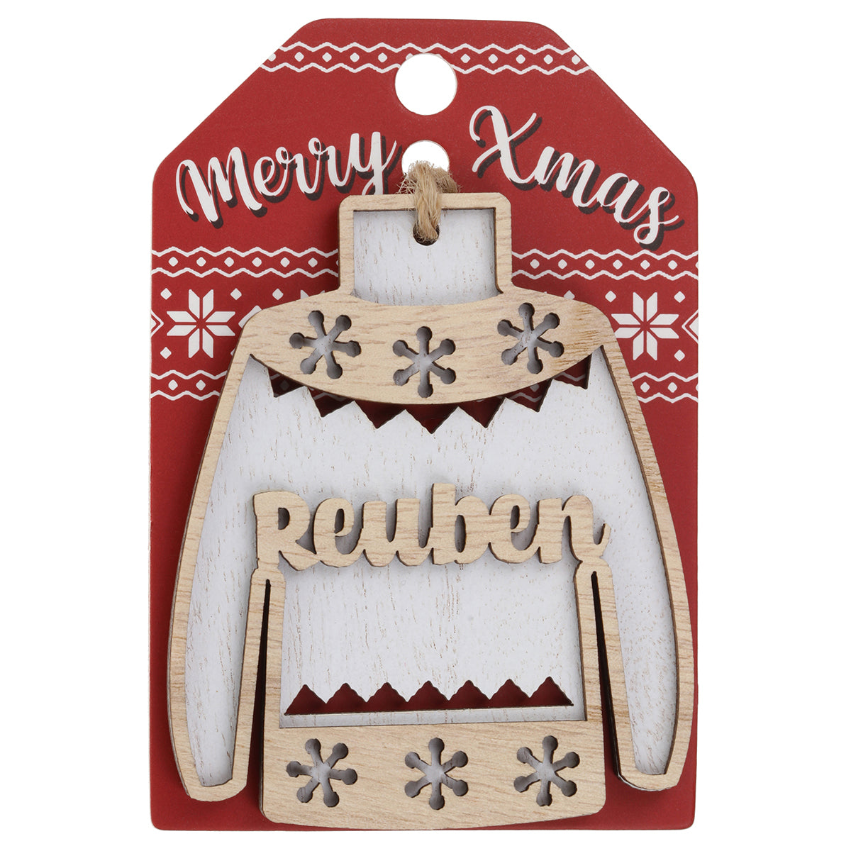 JU160 - Wooden Christmas Jumper Decoration-Reuben