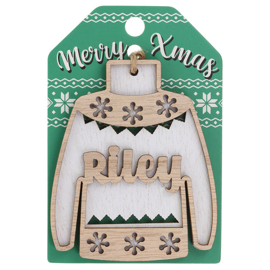 Wooden Christmas Jumper Decoration-Riley