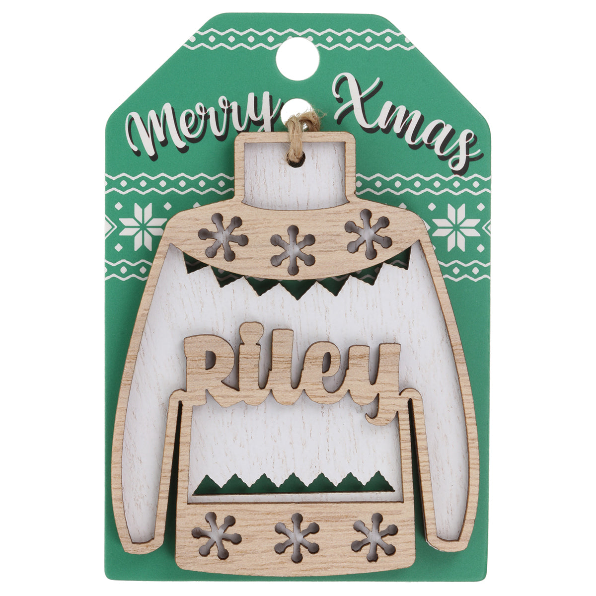 JU161 - Wooden Christmas Jumper Decoration-Riley